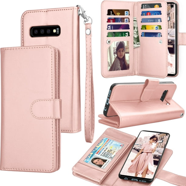 Cover for Samsung Galaxy S10 Plus Leather Extra-Shockproof Business Card Holders Mobile Phone Cover Kickstand with Free Waterproof-Bag Samsung Galaxy S10 Plus Flip Case 
